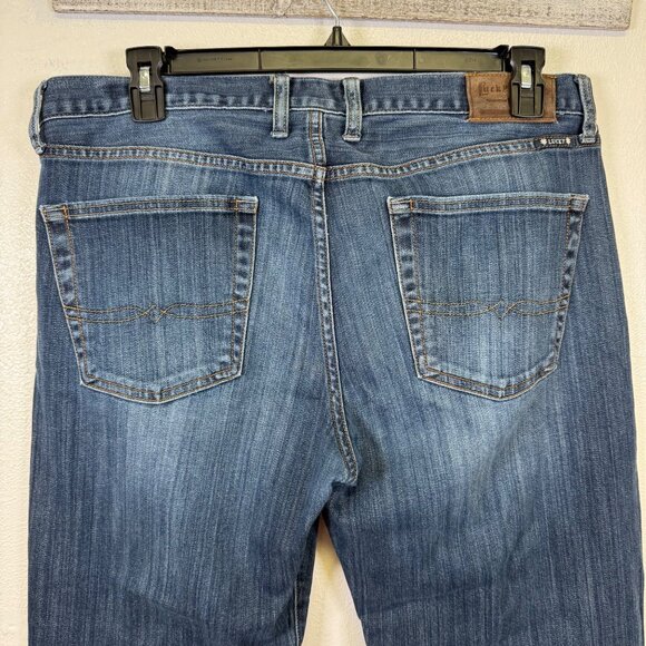 Lucky Brand 361 Vintage Straight Jeans Men's 36x32 Blue Cotton5 Pocket Logo - Picture 9 of 16